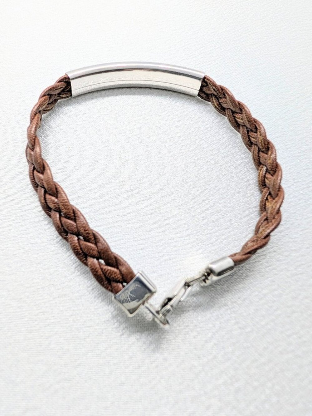 NEW Western Flair sterling silver and braided leather I.D. bracelet - Picture 3 of 8